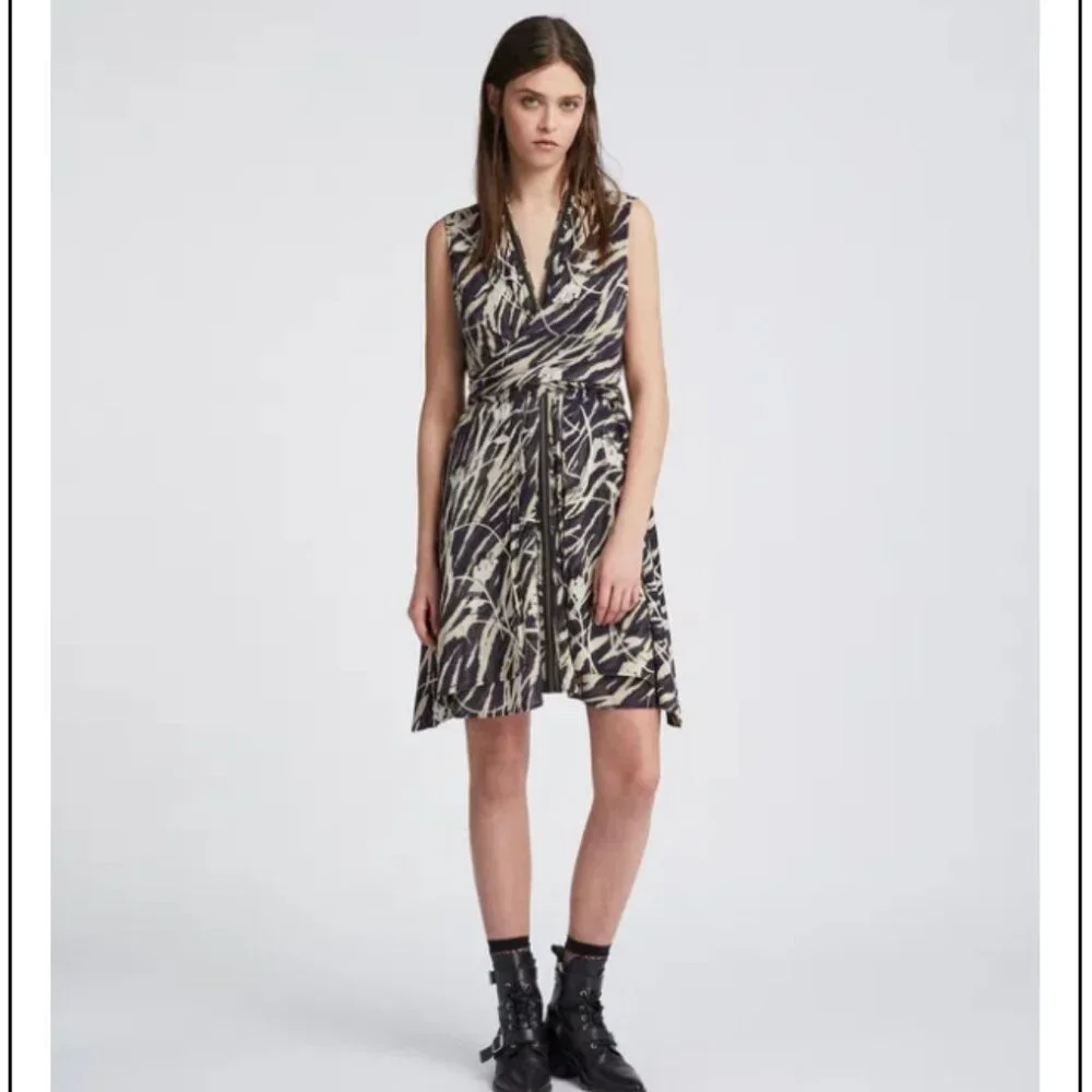 Allsaints Spitalfields Jayda Kazuno Zipper wrap Dress Small $279
